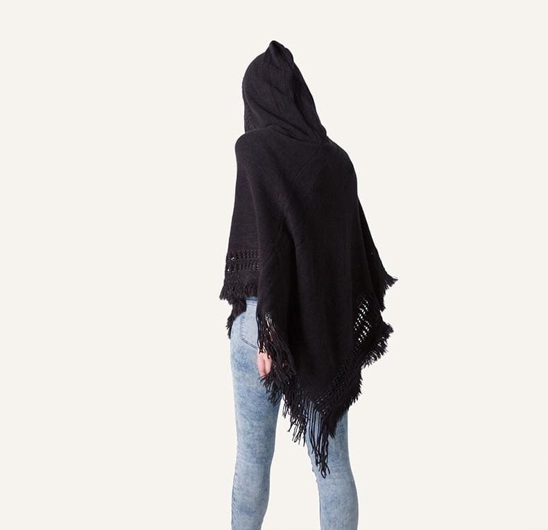 poncho long avec capuche