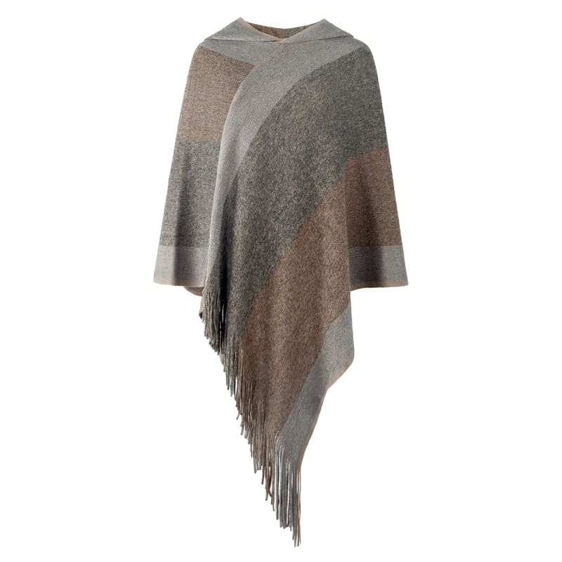 poncho capuche à motifs