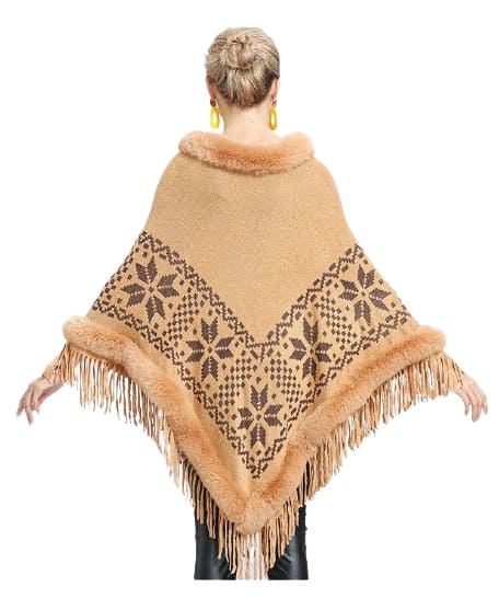 poncho en fausse fourrure