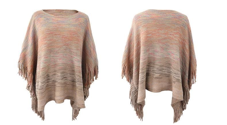 poncho frangé femme