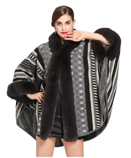 fourrure poncho femme