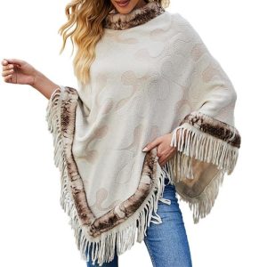poncho en fausse fourrure
