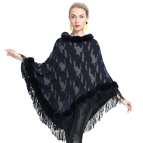 poncho hiver femme en fausse fourrure