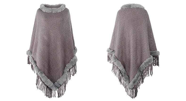 poncho à franges hiver