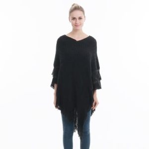 poncho noir élégant
