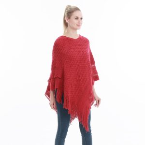 Poncho rouge élégant